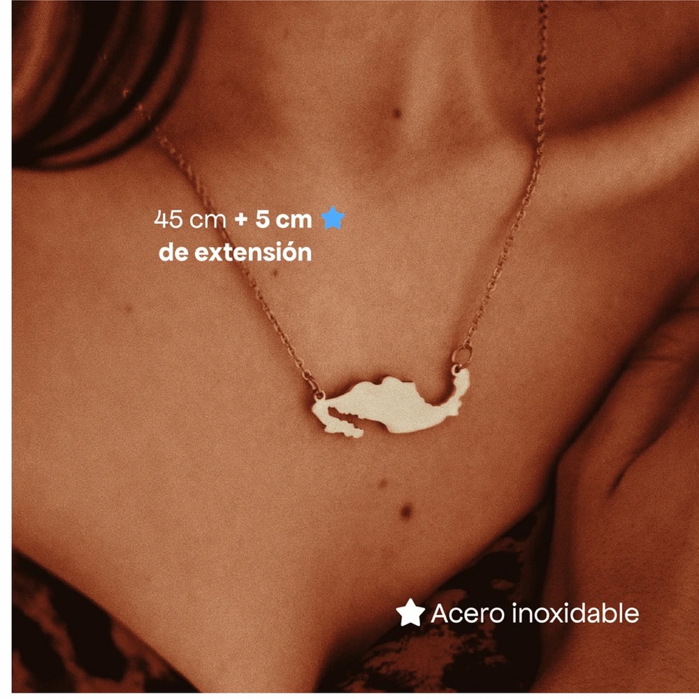 Brand New Gold Color Mexico Map‎ Pendant Necklace